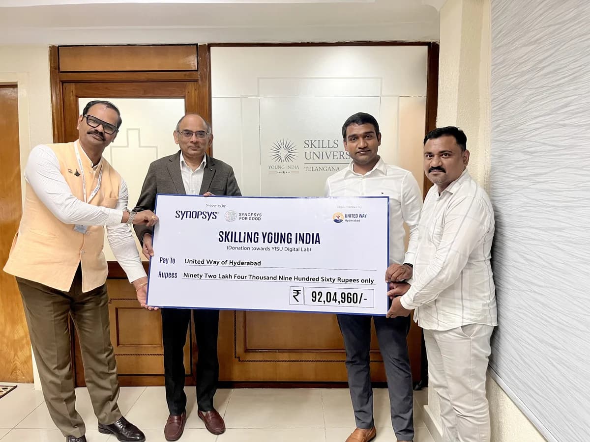 On 18 Nov 2025, Synopsys, a leading IT company has sponsored the establishment of Computer Training Lab in the transit campus of the University through United Way of Hyderabad. This lab will be a big boost in imparting hands on training for all students in IT/Tech  related courses and doing projects for various programs of the University. image 3